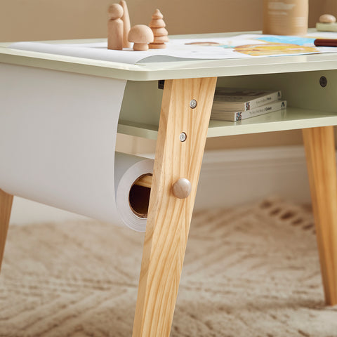SoBuy KMB92-GR Kinderbureauset, Kindertafel + 2 Kinderkrukjes, Kindertafel,  Kindermeubels, met 2 Open Compartiment