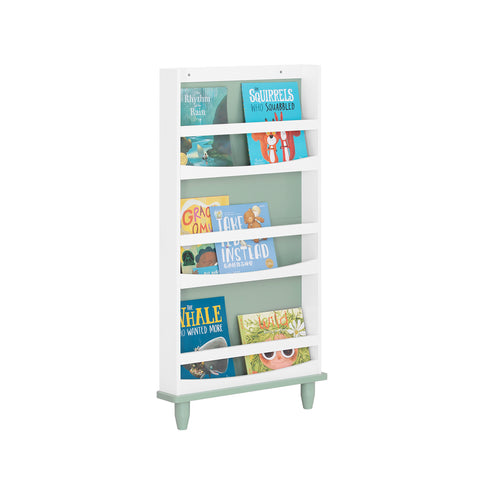 SoBuy KMB93-GR Boekenkast voor kinderen, boekenrek met 3 niveaus, opbergrek voor kinderkamer, 60 x 12 x 120 cm, groen en wit