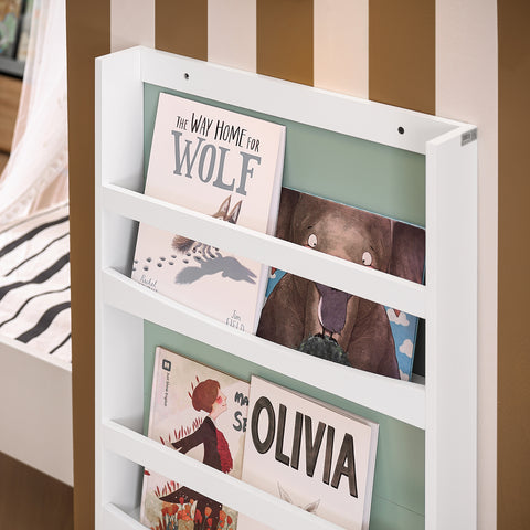 SoBuy KMB93-GR Boekenkast voor kinderen, boekenrek met 3 niveaus, opbergrek voor kinderkamer, 60 x 12 x 120 cm, groen en wit