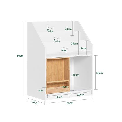 SoBuy KMB98-W Boekenrek voor Kinderen, Kinderrek, ,Boekenplank, Speelgoedplank Opbergkast voor Kinderen en 2 Opbergdozen