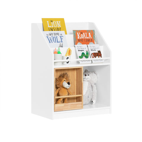 SoBuy KMB98-W Boekenrek voor Kinderen, Kinderrek, ,Boekenplank, Speelgoedplank Opbergkast voor Kinderen en 2 Opbergdozen