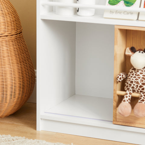 SoBuy KMB98-W Boekenrek voor Kinderen, Kinderrek, ,Boekenplank, Speelgoedplank Opbergkast voor Kinderen en 2 Opbergdozen