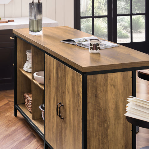 Sobuy KNL01-F Keukeneiland - Keukenkast - Keuken Werktafel - Opbergkast - Dressoir - Kast met 2 Deuren, 4 Kubusvakken
