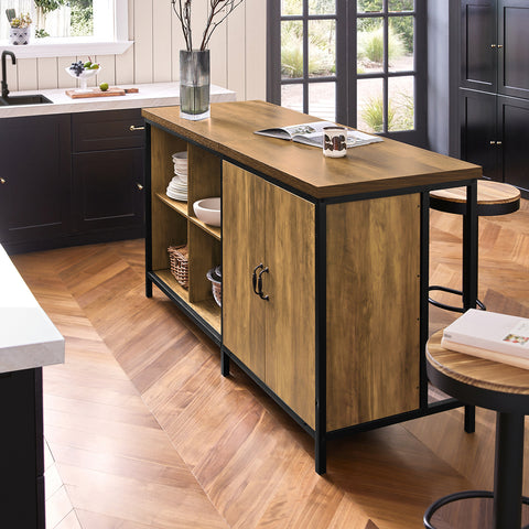 Sobuy KNL01-F Keukeneiland - Keukenkast - Keuken Werktafel - Opbergkast - Dressoir - Kast met 2 Deuren, 4 Kubusvakken