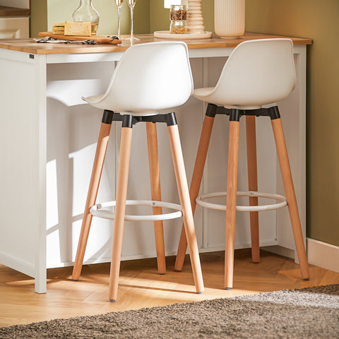 SoBuy KNL05-W Keukeneiland, Keukenkast, Keuken Werktafel, Dressoir, met Flessenhouder voor 9 Flessen, 2 Lades, 2 Deuren en 2 Rotanmanden