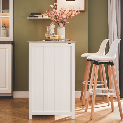 SoBuy KNL05-W Keukeneiland, Keukenkast, Keuken Werktafel, Dressoir, met Flessenhouder voor 9 Flessen, 2 Lades, 2 Deuren en 2 Rotanmanden