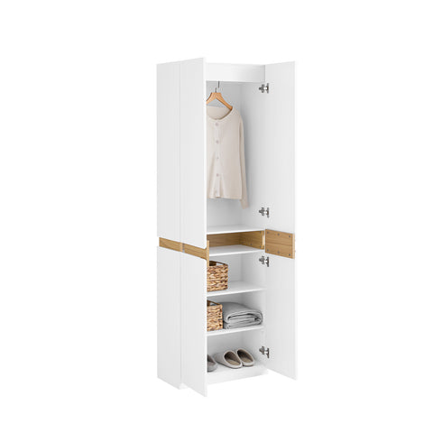 SoBuy KSB01-W Kledingkast, voor volwassenen, slaapkamer, kledingkast, voor slaapkamer, woonkamer, hal, 1 kledingkast, 2 deuren, 5 vakken