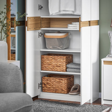 SoBuy KSB01-W Kledingkast, voor volwassenen, slaapkamer, kledingkast, voor slaapkamer, woonkamer, hal, 1 kledingkast, 2 deuren, 5 vakken