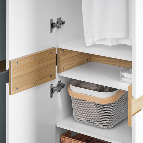 SoBuy KSB01-W Kledingkast, voor volwassenen, slaapkamer, kledingkast, voor slaapkamer, woonkamer, hal, 1 kledingkast, 2 deuren, 5 vakken