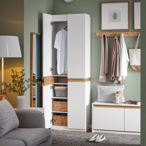 SoBuy KSB01-W Kledingkast, voor volwassenen, slaapkamer, kledingkast, voor slaapkamer, woonkamer, hal, 1 kledingkast, 2 deuren, 5 vakken