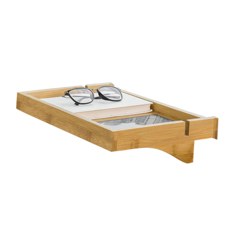 SoBuy NKD01-N Bedplank Bamboe Zwevend nachtkastje Met Kabelbeheer