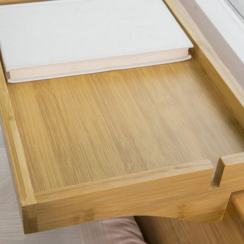 SoBuy NKD01-N Bedplank Bamboe Zwevend nachtkastje Met Kabelbeheer