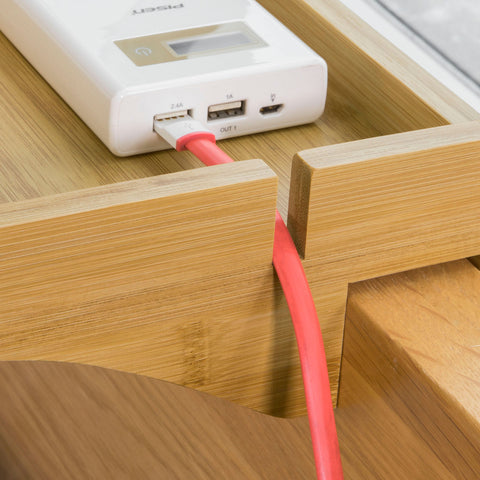 SoBuy NKD01-N Bedplank Bamboe Zwevend nachtkastje Met Kabelbeheer