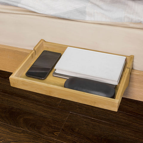 SoBuy NKD01-N Bedplank Bamboe Zwevend nachtkastje Met Kabelbeheer