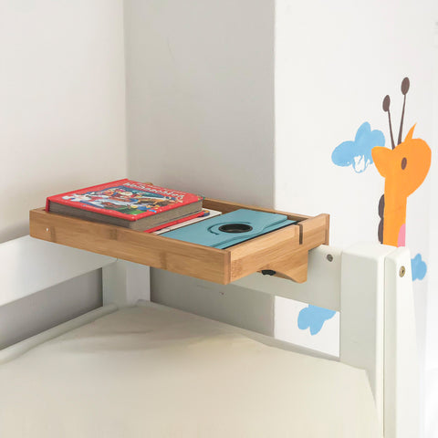 SoBuy NKD01-N Bedplank Bamboe Zwevend nachtkastje Met Kabelbeheer