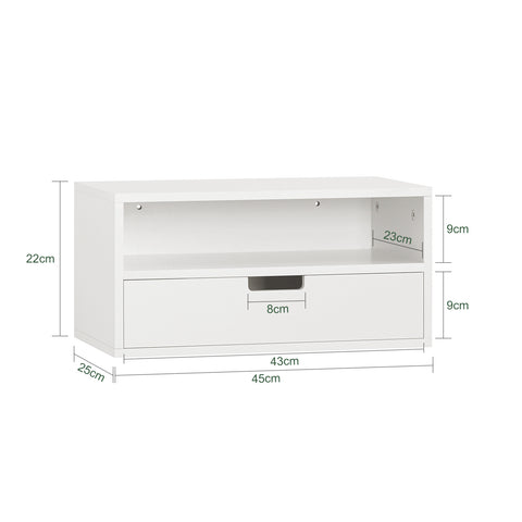 SoBuy NKD03-W Zwevend Nachtkastje met Lade, Hangend Nachttafeltje, Bijzettafel Zwevend, Wandplank, Wandkast voor Slaapkamer