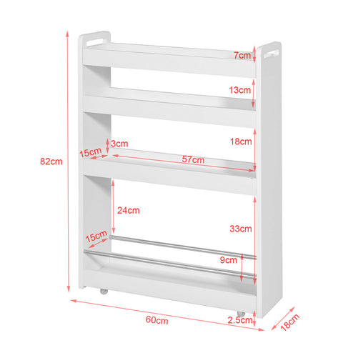 SoBuy NSR01-W Smalle trolley - Keukentrolley - Opbergrek - MDF - Wit