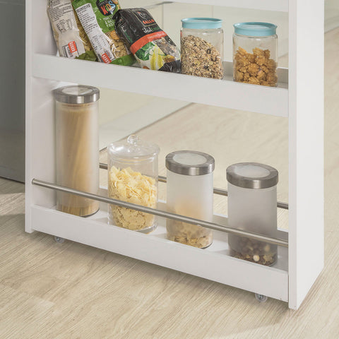 SoBuy NSR01-W Smalle trolley - Keukentrolley - Opbergrek - MDF - Wit