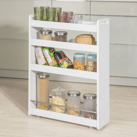 SoBuy NSR01-W Smalle trolley - Keukentrolley - Opbergrek - MDF - Wit