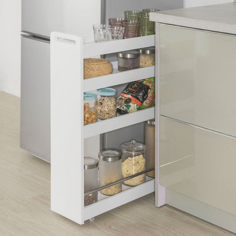 SoBuy NSR01-W Smalle trolley - Keukentrolley - Opbergrek - MDF - Wit