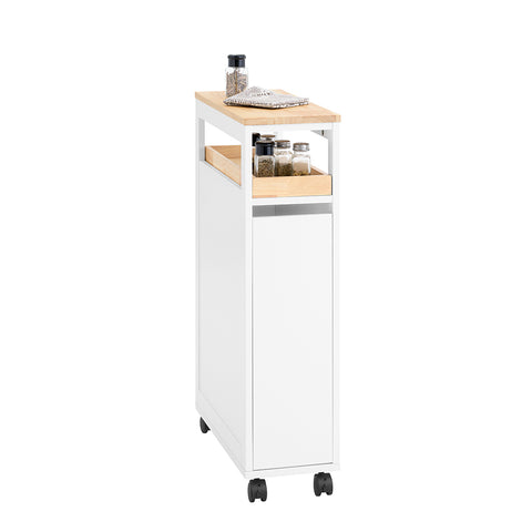 SoBuy NSR11-WN Plankenkast op Wieltjes van Hout Opslagmeubel Keuken Badkamer Trolley Kast Nis Servicetrolley