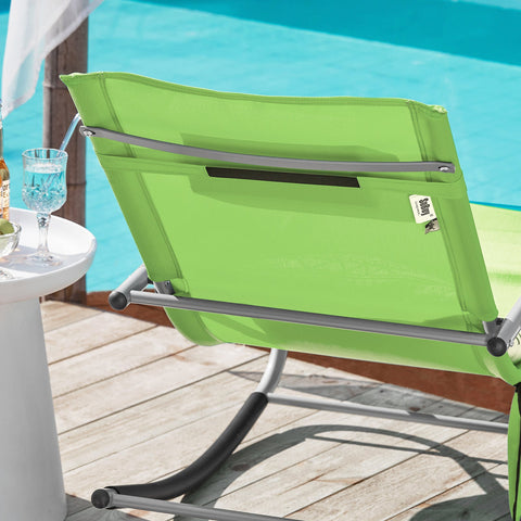 SoBuy OGS28-GRx2 | Set van 2 | Ligstoel | Tuinstoel | Swingstoel | Schommelstoel | Ergonomische | met Verstelbare Hoofdsteun en Zijzak | Groente
