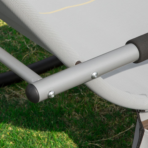 SoBuy OGS28-HG | Ligstoel | Tuinstoel | Swingstoel | Schommelstoel | Ergonomische | met Verstelbare Hoofdsteun en Zijzak | Grijs