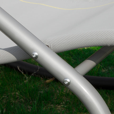 SoBuy OGS28-HG | Ligstoel | Tuinstoel | Swingstoel | Schommelstoel | Ergonomische | met Verstelbare Hoofdsteun en Zijzak | Grijs
