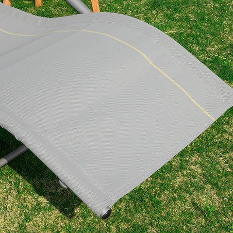 SoBuy OGS28-HG | Ligstoel | Tuinstoel | Swingstoel | Schommelstoel | Ergonomische | met Verstelbare Hoofdsteun en Zijzak | Grijs