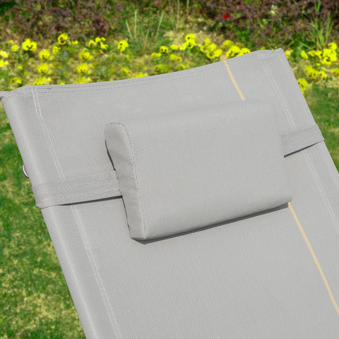 SoBuy OGS28-HG | Ligstoel | Tuinstoel | Swingstoel | Schommelstoel | Ergonomische | met Verstelbare Hoofdsteun en Zijzak | Grijs