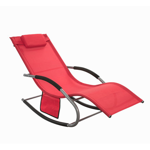 SoBuy OGS28-R Comfortabele ligstoel Swingstoel Schommelligstoel Zonnebed - Tuin