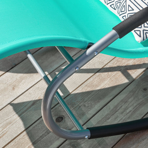 SoBuy OGS28-TBx2 | Set van 2 | Ligstoel | Tuinstoel | Swingstoel | Schommelstoel | Ergonomische | met Verstelbare Hoofdsteun en Zijzak | Turkoois