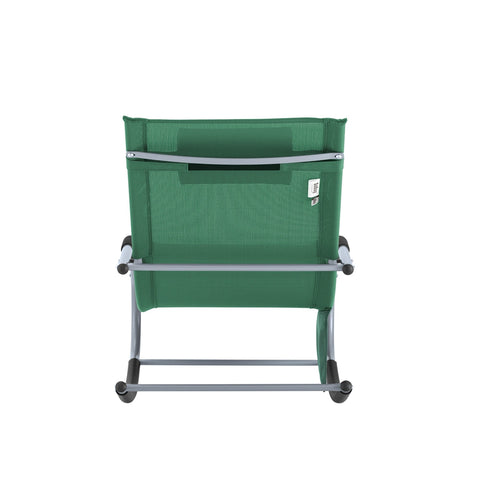 SoBuy OGS28-WD | Ligstoel | Tuinstoel | Swingstoel | Schommelstoel | Ergonomische | met Verstelbare Hoofdsteun en Zijzak | Donkergroen
