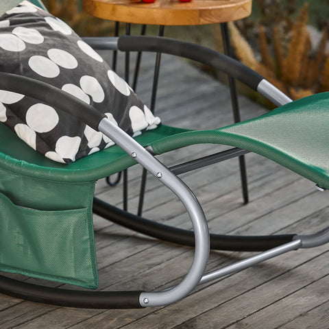 SoBuy OGS28-WDx2 | Set van 2 | Ligstoel | Tuinstoel | Swingstoel | Schommelstoel | Ergonomische | met Verstelbare Hoofdsteun en Zijzak | Donkergroen