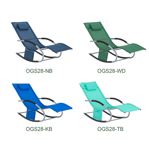 SoBuy OGS28-WDx2 | Set van 2 | Ligstoel | Tuinstoel | Swingstoel | Schommelstoel | Ergonomische | met Verstelbare Hoofdsteun en Zijzak | Donkergroen