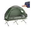 SoBuy OGS32-GR 4-in-1 Camping Tent met Opvouwbaar Bed, Waterdicht, Slaapzak en Matras, Lichtgewicht, voor 2 Persoon, Festival, Buitenleven, Hike en Bos - Legergroen