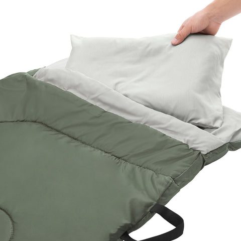 SoBuy OGS32-GR | 4-in-1 Tent met opvouwbaar  verhoogd bed, dak, slaapzak, luchtmatras  | Maximale belasting 114 kg | 1 Persoon | Groente