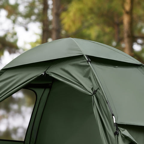 SoBuy OGS32-GR | 4-in-1 Tent met opvouwbaar  verhoogd bed, dak, slaapzak, luchtmatras  | Maximale belasting 114 kg | 1 Persoon | Groente