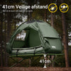 SoBuy OGS32-GR 4-in-1 Camping Tent met Opvouwbaar Bed, Waterdicht, Slaapzak en Matras, Lichtgewicht, voor 2 Persoon, Festival, Buitenleven, Hike en Bos - Legergroen