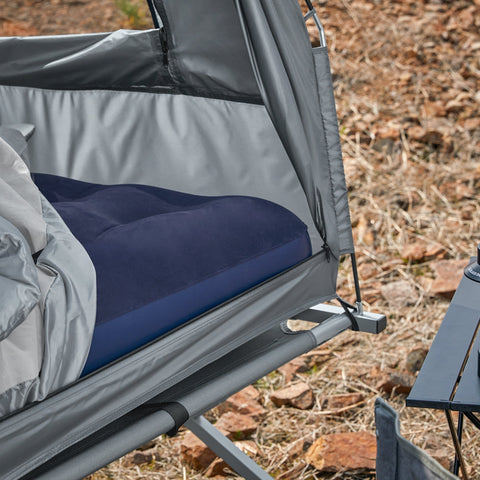 SoBuy OGS32-HG | 4-in-1 Tent met opvouwbaar  verhoogd bed, dak, slaapzak, luchtmatras  | Maximale belasting 114 kg | 1 Persoon | Grijs