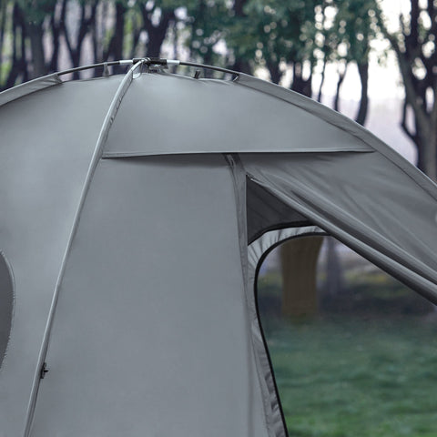 SoBuy OGS32-HG | 4-in-1 Tent met opvouwbaar  verhoogd bed, dak, slaapzak, luchtmatras  | Maximale belasting 114 kg | 1 Persoon | Grijs