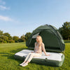 Sobuy OGS32-II-GR-P01 Campingmatras, 1-zits, strandmatras met kussen en pomp, trekkingmatras, draagbaar, opblaasbare matras, tent, groen, 191 x 76 x 22 cm