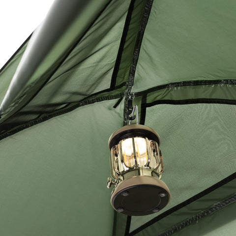 SoBuy OGS32-II-GR Campingbed Buitenkampeertent met lampenhaken en schoenenopbergvakken 3-in-1 Persoon Praktisch Kampeerbed