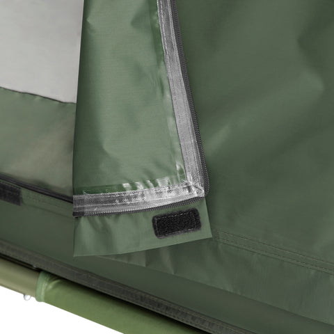 SoBuy OGS32-II-GR Campingbed Buitenkampeertent met lampenhaken en schoenenopbergvakken 3-in-1 Persoon Praktisch Kampeerbed