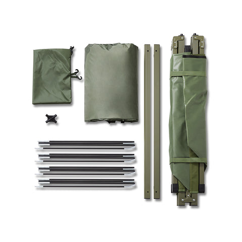 SoBuy OGS32-II-GR Campingbed Buitenkampeertent met lampenhaken en schoenenopbergvakken 3-in-1 Persoon Praktisch Kampeerbed