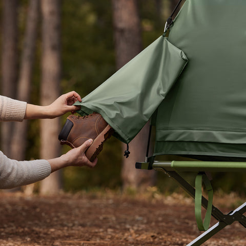 SoBuy OGS32-II-GR Campingbed Buitenkampeertent met lampenhaken en schoenenopbergvakken 3-in-1 Persoon Praktisch Kampeerbed
