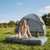 Sobuy OGS32-II-HG-P01 Campingmatras, 1-zits, strandmatras met kussen en pomp, trekkingmatras, draagbaar, opblaasbare matras, tent, grijs, 191 x 76 x 22 cm