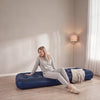 Sobuy OGS32-II-HG-P01 Campingmatras, 1-zits, strandmatras met kussen en pomp, trekkingmatras, draagbaar, opblaasbare matras, tent, grijs, 191 x 76 x 22 cm
