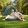 Sobuy OGS32-II-L-GR-P01 Campingmatras, 2-zits, strandmatras met kussen en pomp, trekkingsmatras, draagbaar, opblaasbare matras, tent, groen, 191 x 137 x 22 cm