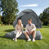 SoBuy OGS32-II-L-HG-P01 Campingmatras, 2-zits, strandmatras met kussen en pomp, trekkingmatras, draagbaar, opblaasbare matras, tent, grijs, 191 x 137 x 22 cm